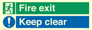 Fire exit Keep clear dual sign